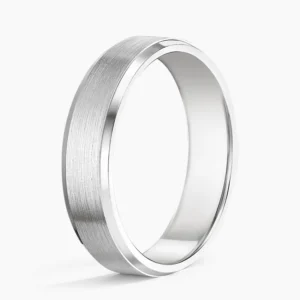 Beveled Edge Matte 5.5mm Wedding Ring - Image 2