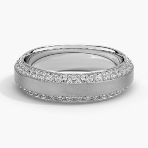 Beveled Edge Matte Eternity Lab Diamond 6mm Wedding Ring (1 ct. tw.) - Image 1